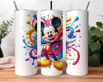 Mickey Mouse Tumbler Wrap PNG | 20 oz Watercolor Splash Digital Design | mickey mouse tumbler wrap png | Instant Digital PNG Download