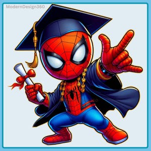 Lindo diploma de Spidey, salpicadura de acuarela de graduación, imágenes prediseñadas, gráficos e ilustraciones, estética arcoíris, imágenes PNG de películas de superhéroes