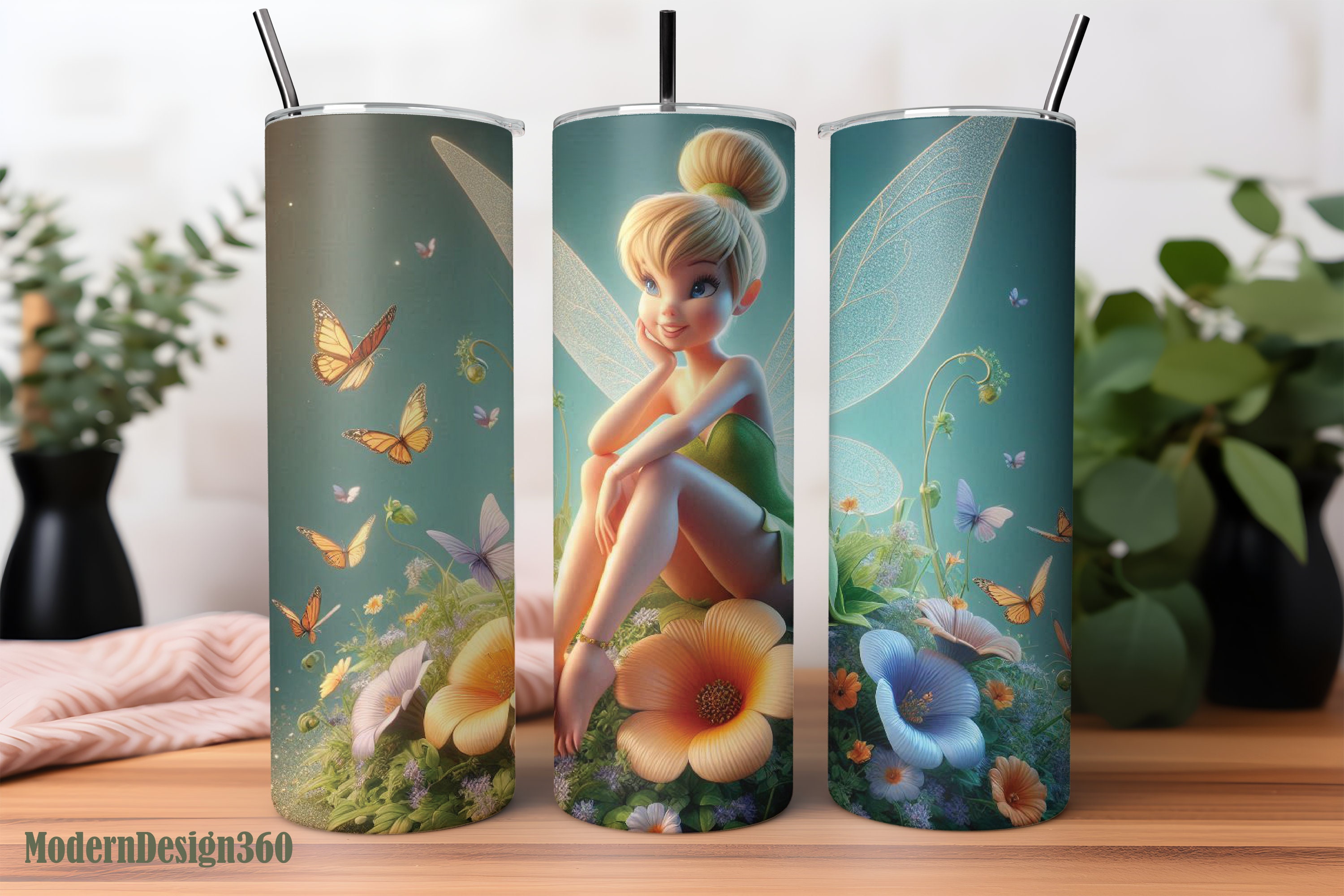 3D Tinkerbell Tumbler Wrap, Princess Tumbler Wrap Sublimation Design PNG, 20oz Skinny Straight Tinkerbell Tumbler Wrap