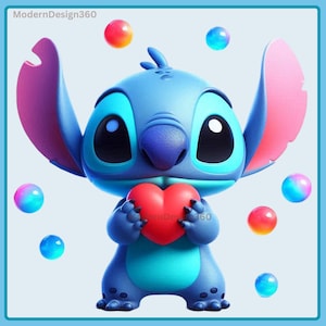 Cute Stitch Hearts PNG, Clipart Images, Digital design PNG file for sublimation, High Resolution, Instant Digital PNG Download