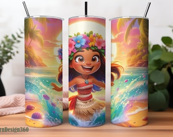 Moana Tumbler Wrap PNG | 20 oz Watercolor Splash Digital Design | High Resolution | Instant Digital PNG Download