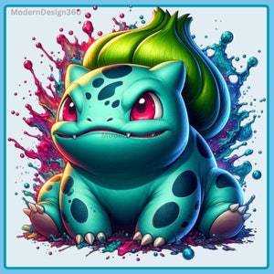 Bisasam Aquarell Splash | Clipart-Bilder | Grafiken und Kunstwerke | Regenbogenästhetik | PNG süße Pokemon Bilder