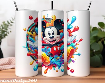 Mickey Mouse Tumbler Wrap PNG | 20 oz Watercolor Splash Digital Design | mickey mouse tumbler wrap png | Instant Digital PNG Download