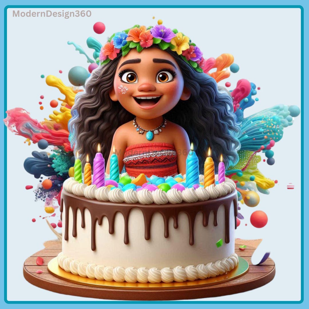 Moana Birthday Watercolor Splash, Clipart Images, Graphics and Artwork ...