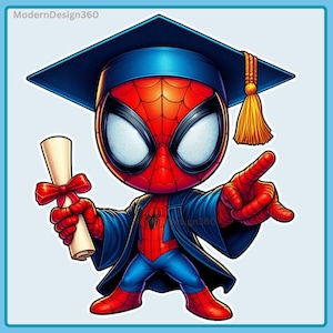 Lindo diploma de Spidey, salpicadura de acuarela de graduación, imágenes prediseñadas, gráficos e ilustraciones, estética arcoíris, imágenes PNG de películas de superhéroes