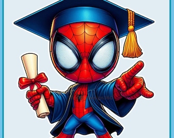Cute Spidey Diploma, Graduation Watercolor Splash, Clipart Images, Graphics and Artwork, Rainbow Aesthetic, PNG Superhero Movie Images