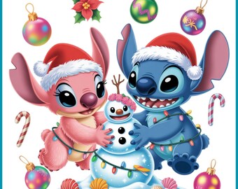 Stitch i Anioł png, Stitch i Anioł Boże Narodzenie, Stitch miłosny projekt, Stitch i Anioł Boże Narodzenie png, natychmiastowe pobieranie