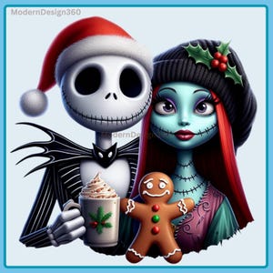 Jack and Sally Holidays Watercolor Splash, Clipart Images, Graphics and Artwork, Rainbow Aesthetic, PNG Christmas Nightmare Images