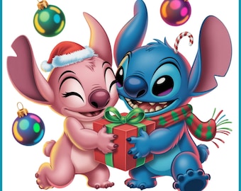 Stitch i Anioł png, Stitch i Anioł Boże Narodzenie, Stitch miłosny projekt, Stitch i Anioł Boże Narodzenie png, natychmiastowe pobieranie