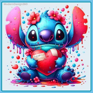 Valentine Stitch clipartset, transparante achtergrond PNG-afbeeldingen, commercieel gebruik, schattige lilokunst, digitale download, clipartbundels