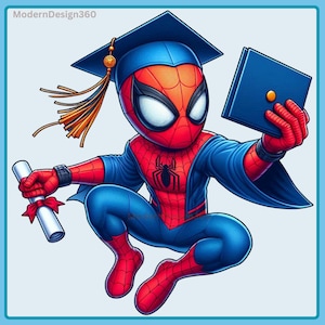 Lindo diploma de Spidey, salpicadura de acuarela de graduación, imágenes prediseñadas, gráficos e ilustraciones, estética arcoíris, imágenes PNG de películas de superhéroes