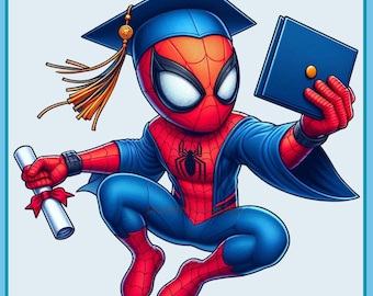 Cute Spidey Diploma, Graduation Watercolor Splash, Clipart Images, Graphics and Artwork, Rainbow Aesthetic, PNG Superhero Movie Images