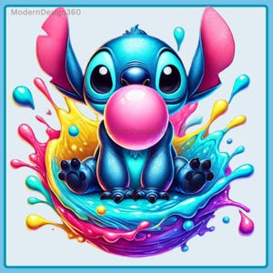 Stitch bubblegum design | Cute stitch clipart | PNG file | lilo and stitch character | instant download