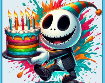 Jack Birthday Watercolor Splash | Clipart Images | Graphics and Artwork | Rainbow Aesthetic | PNG Christmas Nightmare Images