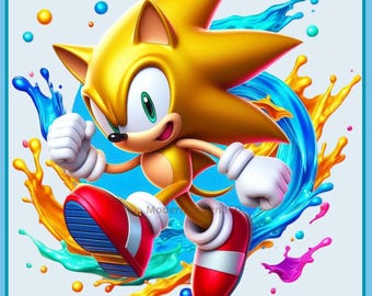 Cute Sonic Gold Run PNG, Clipart Images, Digital design PNG file for sublimation, High Resolution, Instant Download Digital PNG