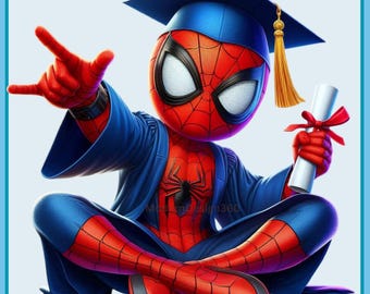 Cute Spidey Diploma, Graduation Watercolor Splash, Clipart Images, Graphics and Artwork, Rainbow Aesthetic, PNG Superhero Movie Images