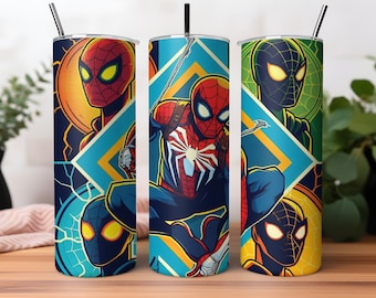 Spiderman Tumbler Wrap, 20oz Tumbler, Superhero Tumbler Wrap, Spiderman Watercolor Design PNG, Tumbler Sublimation, Digital File