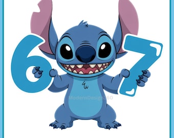 6 7 Stitch mem PNG | Stitch Six Seven Meme 6 7 PNG | 6 7 png | Six Seven Stitch png | Natychmiastowe pobranie