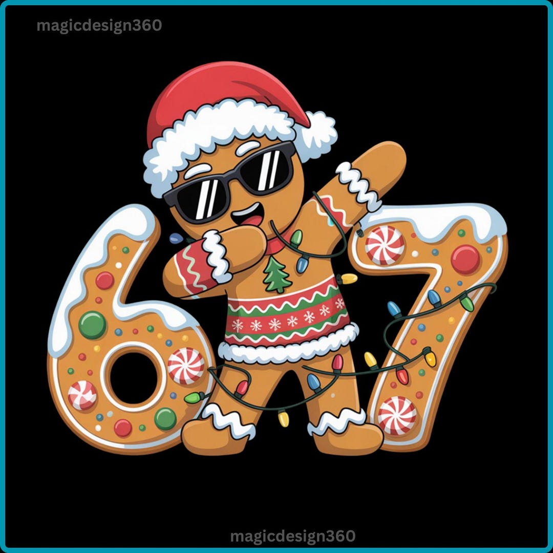 Gingerbread Six Seven PNG, Funny 6 7 Christmas Drip Design,cute ...