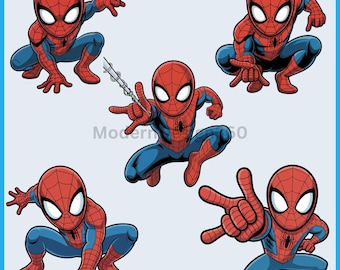 Pakiet 5 clipartów PNG Spiderman, Pakiet PNG Spiderman, Superbohater PNG, Idealne na urodziny Spidermana, koszulki