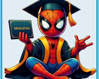 Cute Spidey Diploma, Graduation Watercolor Splash, Clipart Images, Graphics and Artwork, Rainbow Aesthetic, PNG Superhero Movie Images