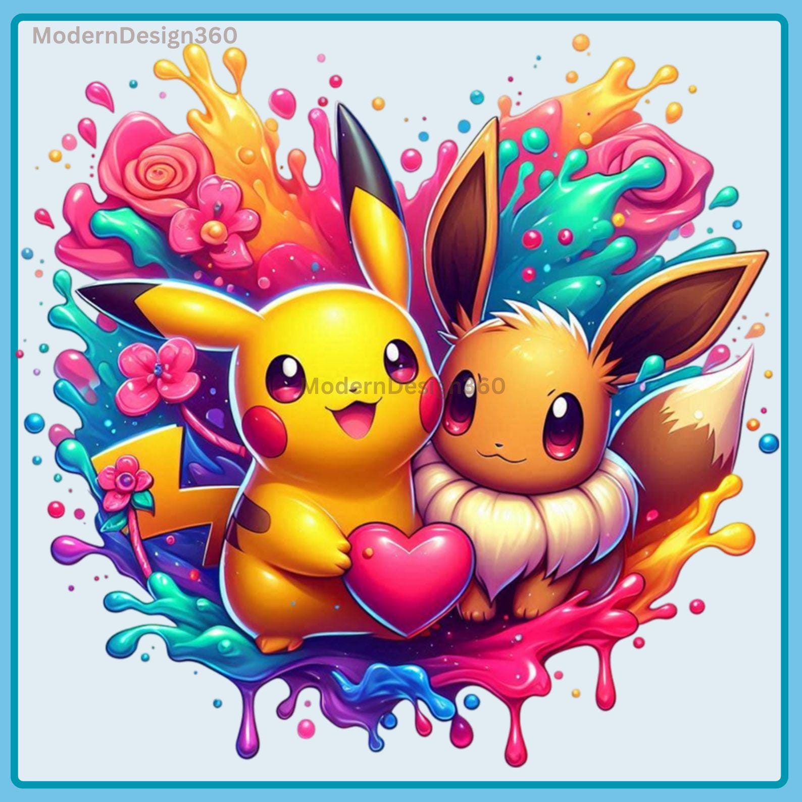色紙ART ピカチュウ イーブイ Pokémon Pikachu Eevee Pikachu and Eevee Valentine, Clipart Images, Graphics and Artwork
