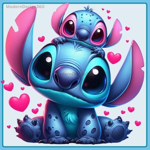 Stitch Watercolor Splash, Clipart Images, Graphics and Artwork, Rainbow Aesthetic, PNG Cute Character Images
