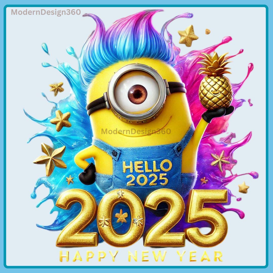 Minion New Year 2025 Watercolor Splash Minion New Year Png Clipart ...
