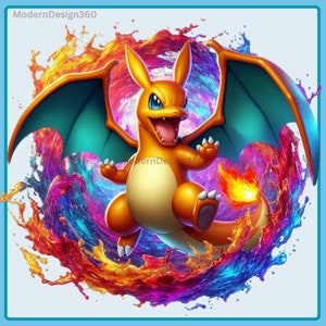 Charizard Watercolor Splash PNG Image | Clipart Images | Graphics and Artwork | PNG Cute Monster Images