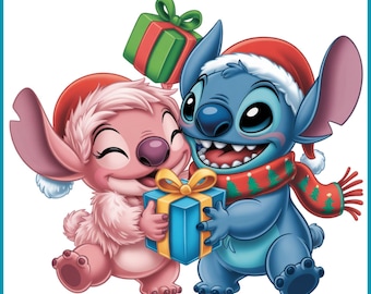 Stitch i Anioł png, Stitch i Anioł Boże Narodzenie, Stitch miłosny projekt, Stitch i Anioł Boże Narodzenie png, natychmiastowe pobieranie