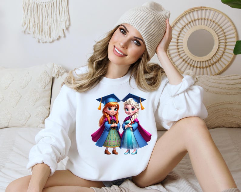 Anna and Elsa Graduation Clipart, Watercolor PNG Images (digital ...