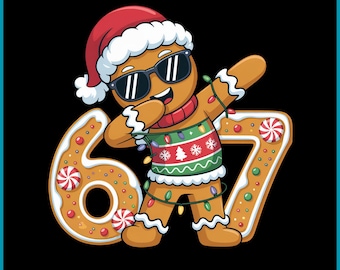 Piernikowe Sześć Siedem PNG, Zabawny wzór 6 7 z kroplówką świąteczną, Uroczy piernikowy chłopiec na Boże Narodzenie, Świąteczna koszulka rodzinna PNG