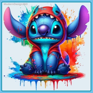Stitch as Oogie Costume Watercolor Splash, Clipart Images, Graphics and Artwork, Halloween Aesthetic, PNG Boogie Nightmare Character Images
