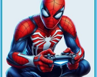 Spidey Gamer akvarellstänk, clipart-bilder, grafik och konstverk, Spidey Gamer, Spidey PNG, regnbågsestetik, söta PNG PS-bilder
