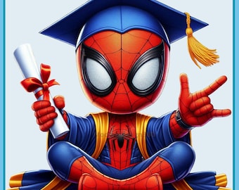 Cute Spidey Diploma, Graduation Watercolor Splash, Clipart Images, Graphics and Artwork, Rainbow Aesthetic, PNG Superhero Movie Images