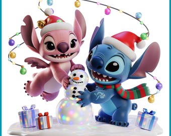 Stitch i Anioł png, Stitch i Anioł Boże Narodzenie, Stitch miłosny projekt, Stitch i Anioł Boże Narodzenie png, natychmiastowe pobieranie