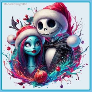 4 PNG Jack and Sally Christmas png File | Jack And Sally PNG | Jack PNG | Sally Png | Skeleton Png | Clipart Images Bundle | Christmas Gifts