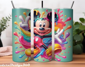 Mickey Mouse Tumbler Wrap PNG | 20 oz Watercolor Splash Digital Design | mickey mouse tumbler wrap png | Instant Digital PNG Download