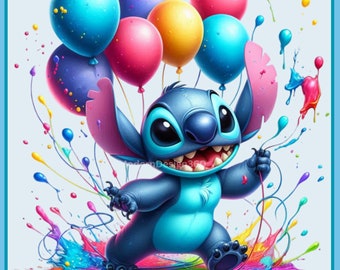 Puntada con globos Salpicaduras de acuarela, imágenes prediseñadas, gráficos e ilustraciones, estética del arco iris, imágenes de personajes lindos PNG