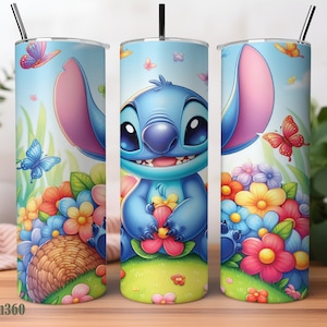 Magic Stitch Floral Watercolor Tumbler | 20oz Skinny Tumbler | Stitch Floral Tumbler Wrap | Sublimation Design | PNG Digital File