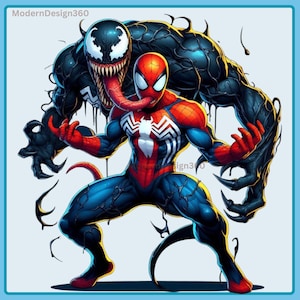 4 PNG Venom & Spiderman Splash and Watercolor Digital design , PNG file for sublimation - High Resolution -Instant Digital PNG Download
