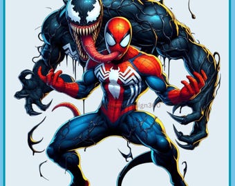 4 PNG Venom & Spiderman Splash and Watercolor Digital design , PNG file for sublimation - High Resolution -Instant Digital PNG Download