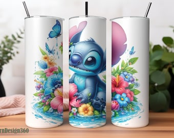 Livfull Stitch Tumbler Wrap | 20oz smal tumbler | Stitch Tumbler Wrap | Tumbler sublimering | PNG digital nedladdning | Tumbler sublimering