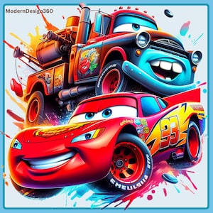 Lightning McQueen Cars Splash and Watercolor Digital design PNG file for sublimation, McQueen sublimation ,Cars Splash PNG, PNG Download