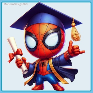 Lindo diploma de Spidey, salpicadura de acuarela de graduación, imágenes prediseñadas, gráficos e ilustraciones, estética arcoíris, imágenes PNG de películas de superhéroes
