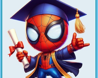 Cute Spidey Diploma, Graduation Watercolor Splash, Clipart Images, Graphics and Artwork, Rainbow Aesthetic, PNG Superhero Movie Images