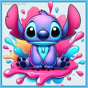 Stitch Blumen Aquarell Splash, Clipart-Bilder, Grafiken und Kunstwerke, Stitch Sommer Ästhetik, PNG Cute Birthday Bilder
