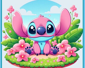 キャンバスアート Disneyスティッチ　ハワイアンレイ キャンバスアート Disneyスティッチ ハワイアンレイ キャンバス