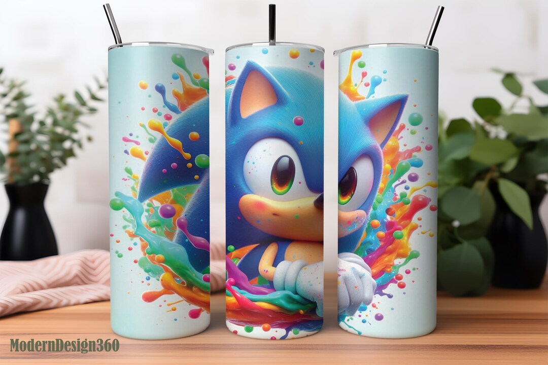 ソニック・ザ・ヘッジホッグ タンブラーラップ PNG、20オンス 水彩