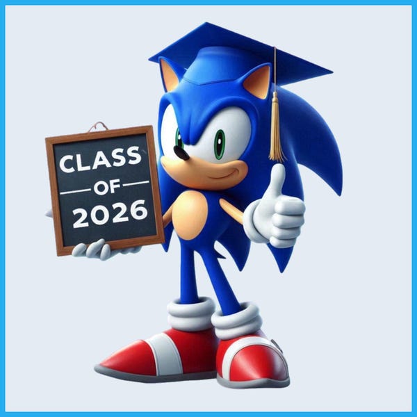 Sonic Graduation PNG,  Hedgehog Clipart (Digital Download)